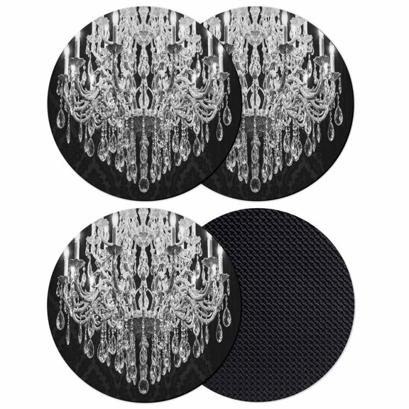 Crystal Chandelier Coasters Set of 4, Absorbent Coasters for Drinks, Candle Abstract Luxury Modern Coaster for Desk Coffee Table Protection, Home Decor House Warming Gifts 4"
