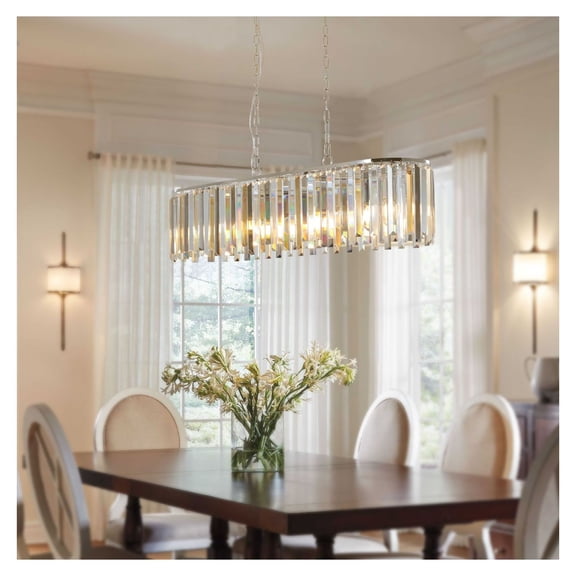 Crystal Chandelier - Modern Oval Ceiling Light Fixture - Luxury Home Decor - 8 Bulb (No Bulbs Included)