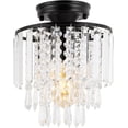 thumbnail image 1 of Crystal Chandelier Modern Raindrop Crystal Lighting Fixture H12.99XW9.05, E26 Small Ceiling Light for Bedroom, Kitchen, Living Room(Not Included Bulb), 1 of 9