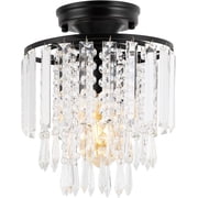 Crystal Chandelier Modern Raindrop Crystal Lighting Fixture H12.99XW9.05, E26 Small Ceiling Light for Bedroom, Kitchen, Living RoomNot Included Bulb