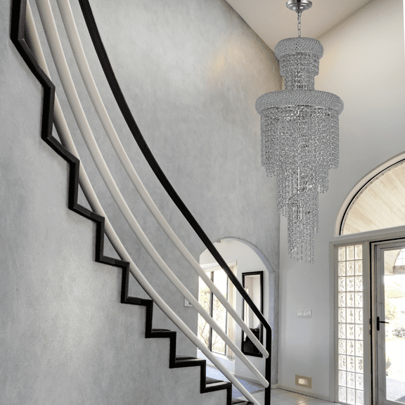 Crystal Chandelier Modern lighting 10 lights 16"x36" in Chrome color with original Crystals