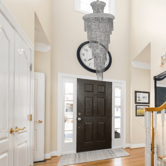 Crystal Chandelier Modern lighting 22 lights 22"x60" in Chrome color with original Teardrop Crystals