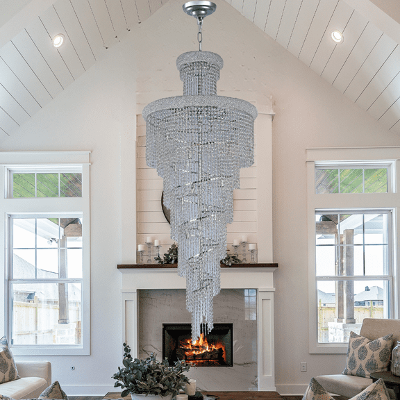 Crystal Chandelier Modern lighting 28 lights 30"x72" in Chrome color with original Crystals