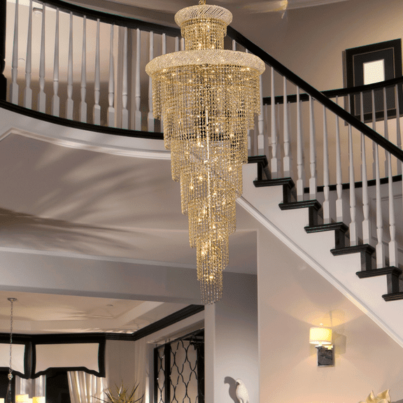 Crystal Chandelier Modern lighting 28 lights 30"x72" in Gold color with original Crystals