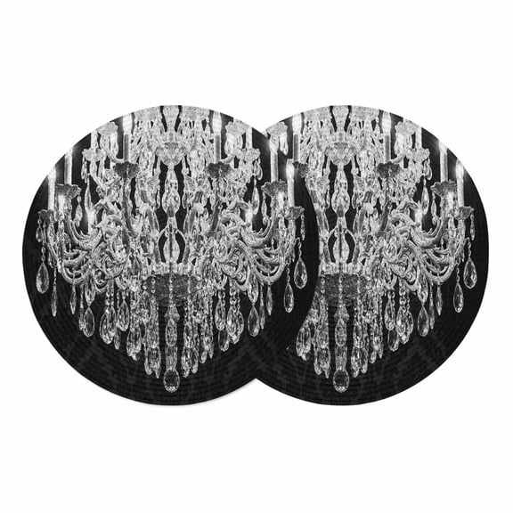 Crystal Chandelier Round Placemats Set of 2 Candle Abstract Luxury Modern Place Mats Indoor Woven Table Mats Washable Heat-Resistance Braided Dining Table Placemats for Kitchen Party Decor 13 Inch