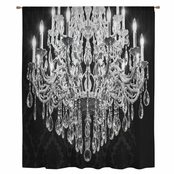 Crystal Chandelier Sheer Curtains 45 Inches Long, Candle Abstract Luxury Modern Light Filering Curtains, Breathable Simi Curtain Privacy Drapes for Kitchen Bathroom Lightweight Small Window Treatment