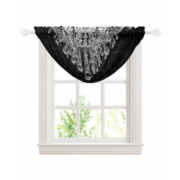 Crystal Chandelier Sheer Waterfall Valance Curtains for Window, Candle Abstract Luxury Modern Rod Pocket Sheer Topper Swag Curtains for Living Room, Kitchen 38.5"W x 47.2"L, 1 Panel