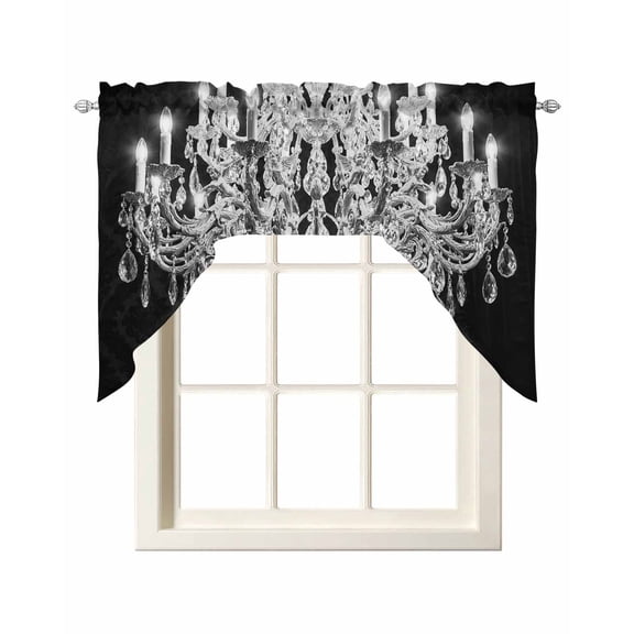 Crystal Chandelier Swag Valances for Windows, Small Curtains Drapes, Candle Abstract Luxury Modern Kitchen Window Curtains Over Sink Rod Pocket Window Treatment Valance for Bedroom/Bathroom 56"x36"