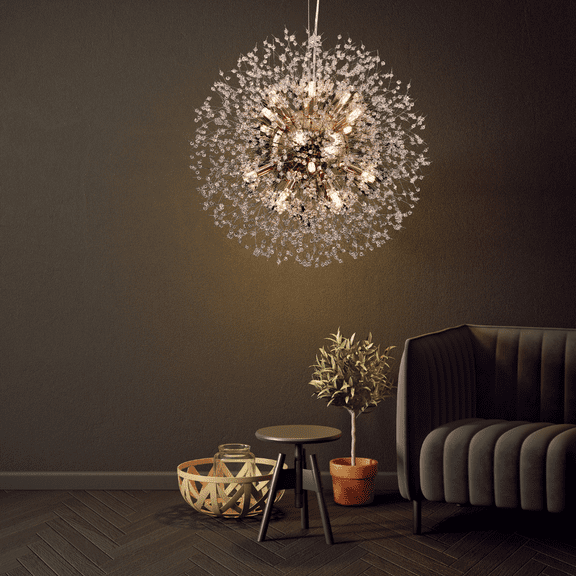 Crystal Chandelier  lighting 16 lights modern design 24"x60" in Gold color with original Crystals