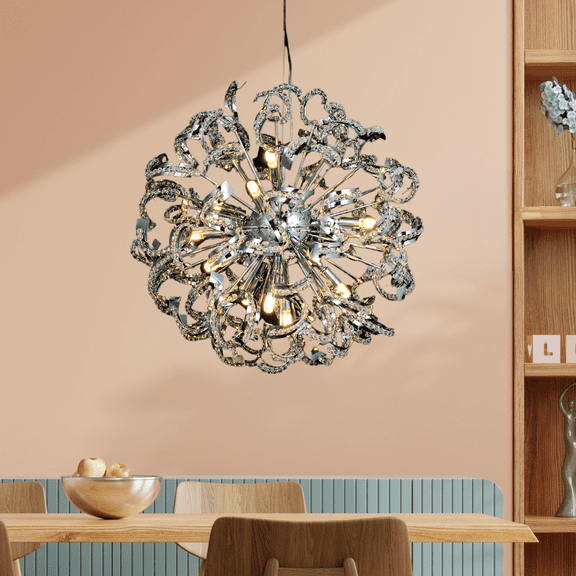 Crystal Chandelier  lighting 19 lights modern design 22"x22" in Chrome color with original Crystals