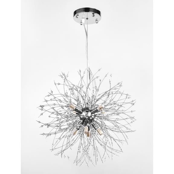 Crystal Chandelier  lighting 8 lights modern design 16"x48" in Chrome color with original Crystals
