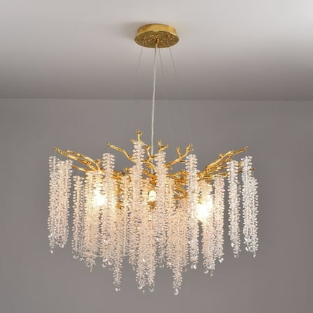 ULPEMTL Modern Crystal Tree Branch Chandeliers Gold for Dining Room Bedroom Room 30.5 inch Ceiling Hanging Light