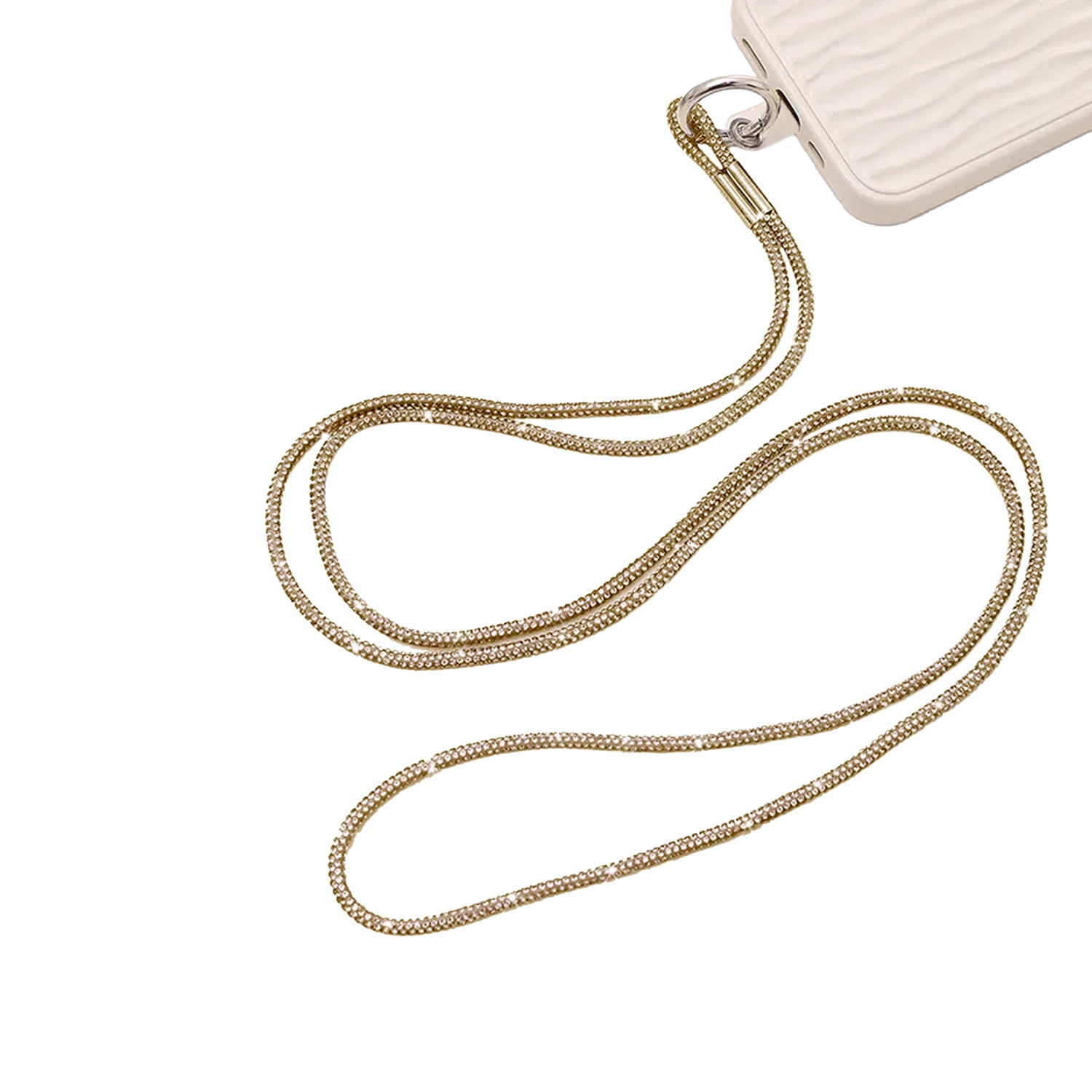 Crystal Charm Neck Strap for Keys and Accessories - Gold
