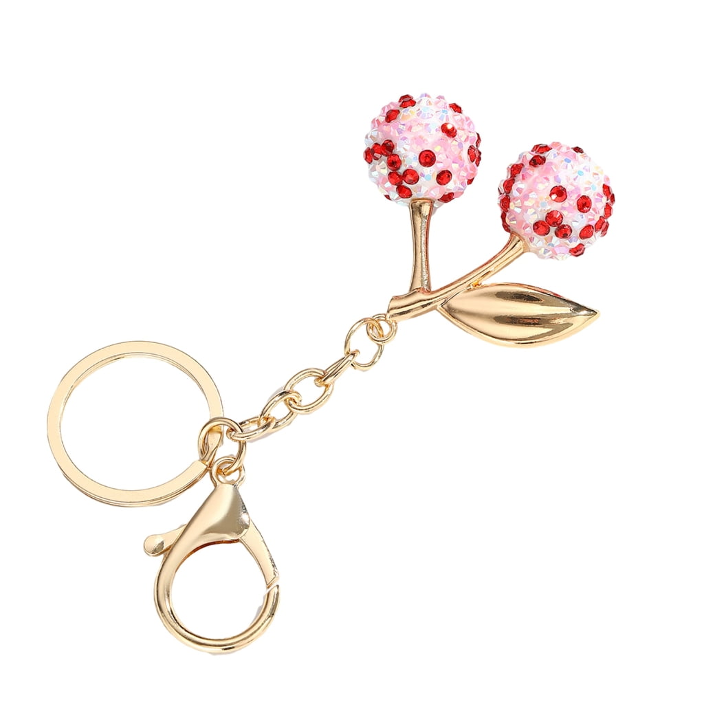 Fruit Key Rack Crystal Cherry Bag Charm Shimmering Rhinestones Fruit Shaped Key Holder ...