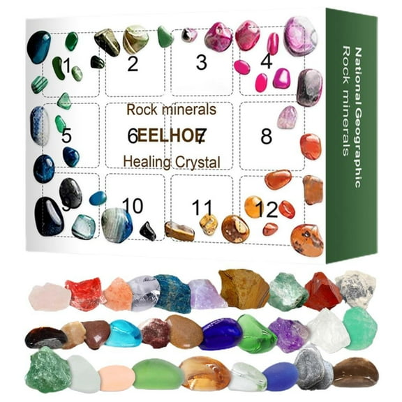 Crystal Christmas Advent Calendar 2021 Blind Box Toy 12 Days Countdown Toy Home Rock Storage Gift for Children