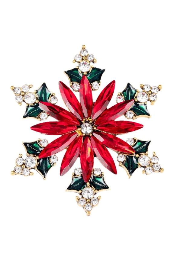 Crystal Christmas Brooch Diamond Vintage Flower Brooches Luxury Simple Elegant Brooch Backpack Jacket Cap Lapel Badge Pin for Women