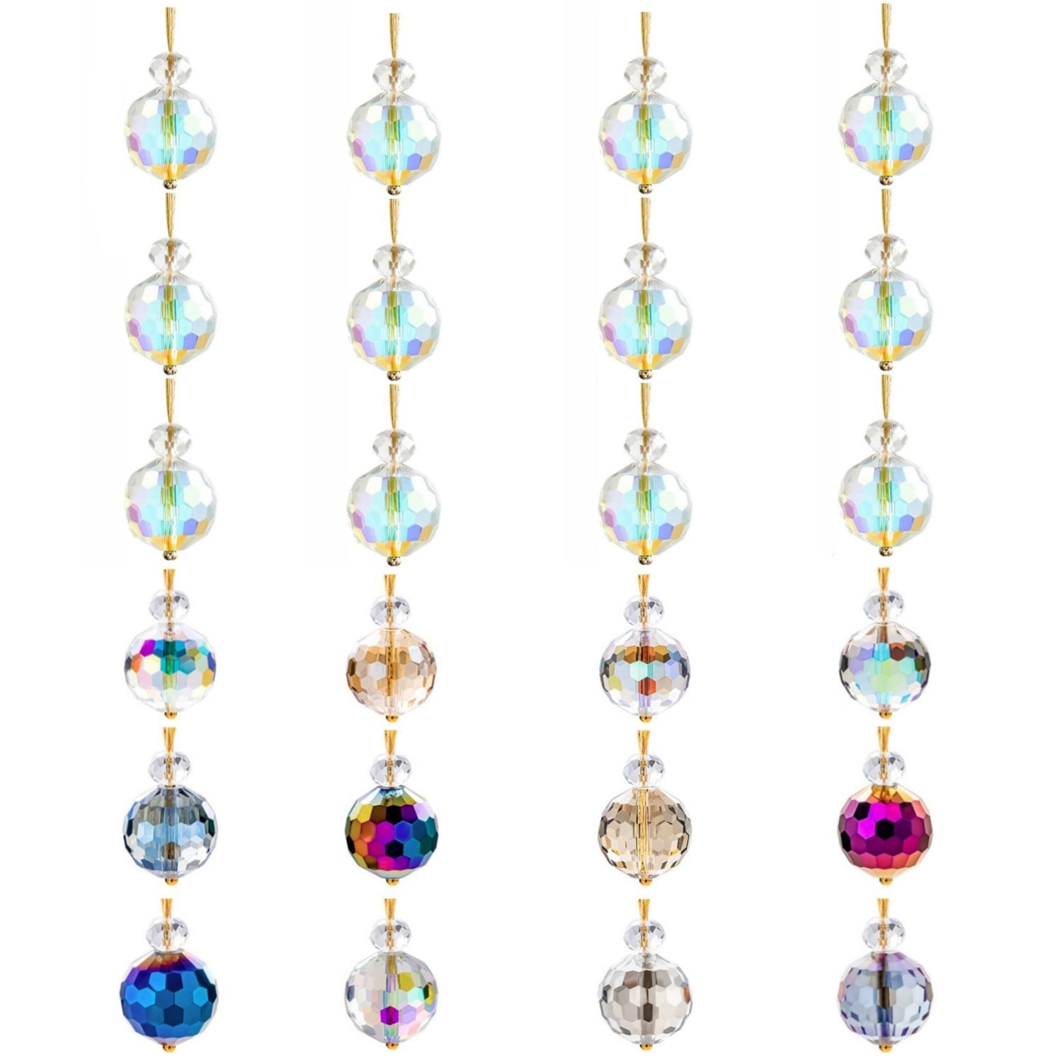 Crystal Christmas Ornaments,24 Pcs Glass Prism Ball,Crystal Xmas Tree Ornaments,Hanging Ornament Ball for Xmas Tree Bridal Wedding Birthday Party Decor(12 White + 12 Multi-color)