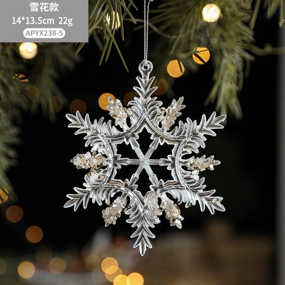 Crystal Christmas Ornaments for Christmas Tree Decorations Hanging Acrylic Snowflake Ornaments Pendants for Christmas Tree New Year Party Decorations Supplies