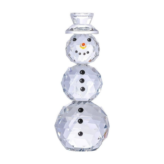 Crystal Christmas Snowman Ornament Tall Version - Glass Holiday Decoration for Tree Decor, Sparkling Festive Ornament with Metal Loop for Secure Hanging and Gift Giving