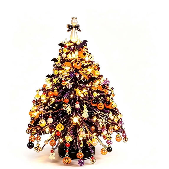 Crystal Christmas Tree Diy Beaded Kit Handmade Colorful Craft Set for Adults Beginners Metal Frame, Angel Topper, Warm Glow Display, Tabletop Decor Xmas Gift