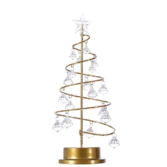 Crystal Christmas Tree Light LED Holiday Decoration for Tabletop Desk Shelf Festive Home Decor Battery Operated Small Decorative Ornament Display