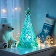 thumbnail image 1 of Crystal Christmas Tree Night Light, Battery Powered Tabletop Lamp, Warm LED Glow, Cozy Winter Holiday Indoor Decor, Star Topped Ornament, 1 of 6