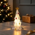 thumbnail image 1 of Crystal Christmas Tree Night Light, Battery Powered Tabletop Lamp, Warm LED Glow, Cozy Winter Holiday Indoor Decor, Star Topped Ornament, 1 of 7