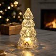 thumbnail image 1 of Crystal Christmas Tree Night Light, Battery Powered Tabletop Lamp, Warm LED Glow, Cozy Winter Holiday Indoor Decor, Star Topped Ornament, 1 of 7
