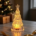 thumbnail image 1 of Crystal Christmas Tree Night Light, Battery Powered Tabletop Lamp, Warm LED Glow, Cozy Winter Holiday Indoor Decor, Star Topped Ornament, 1 of 7