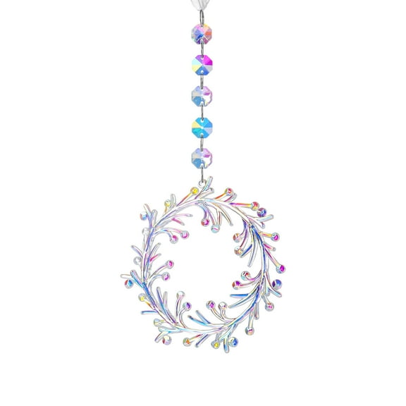 Crystal Christmas Tree Ornament – Multicolor Acrylic Hanging Suncatcher with Chain, Lightweight Shatterproof Pendant for Holiday Decor, 11.8 Inch