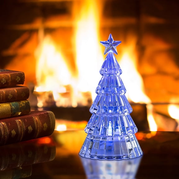 Crystal Christmas Tree with Led Lights, Mini Tabletop Glowing Tree Decoration for Desk, Mantel, and Festive Home Decor