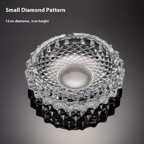 Crystal Cigar and Cigarette Heavy Glass Tabletop Ashtray, Round Tabletop, Glass Ash Tray