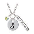 thumbnail image 1 of Crystal Clear AB Channel Drop - S - Script Initial Disc Courage Strength Wisdom Zoe Necklace, 1 of 1