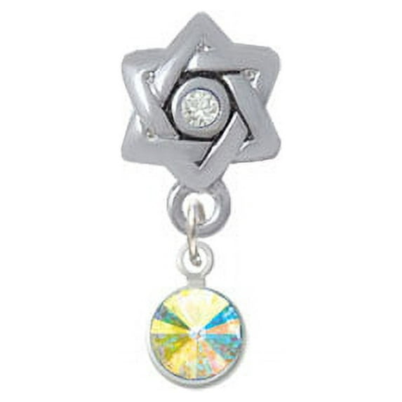 Crystal Clear AB Channel Drop - Star of David with Clear Crystal Charm Bead