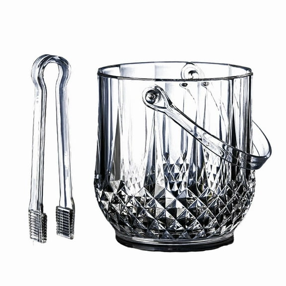 Crystal Clear Acrylic Ice Bucket with Tongs & Handle, 1.2L Chiller for Parties, Home Bar & Entertaining