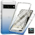 thumbnail image 1 of Crystal Clear Case for Google Pixel 7 Pro, [Not Yellowing] Gradient Phone Case with Built-in Screen Protector, Military Grade Drop Protection Shockproof Transparent Cover for Google Pixel 7 Pro, Blue, 1 of 6