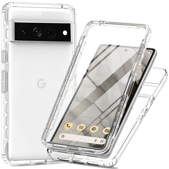 Crystal Clear Case for Google Pixel 8 Pro, [Not Yellowing] Gradient Phone Case with Built-in Screen Protector, Military Grade Drop Protection Shockproof Transparent Cover for Google Pixel 8 Pro, Clear