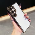 thumbnail image 1 of Crystal Clear Case for Samsung Galaxy S24 Ultra, Non-Yellowing Transparent Shockproof Plating Edge Bumper Phone Cover, Rugged Acrylic Clear Back Phone Case for Samsung Galaxy S24 Ultra, Black, 1 of 11