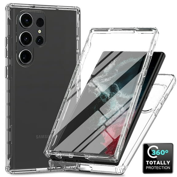 Crystal Clear Case for Samsung Galaxy S25 Ultra, Gradient Design with Built-in Screen Protector Shockproof Anti-Yellowing Case for Galaxy S25 Ultra, Military Grade Protection Phone Cover, Clear