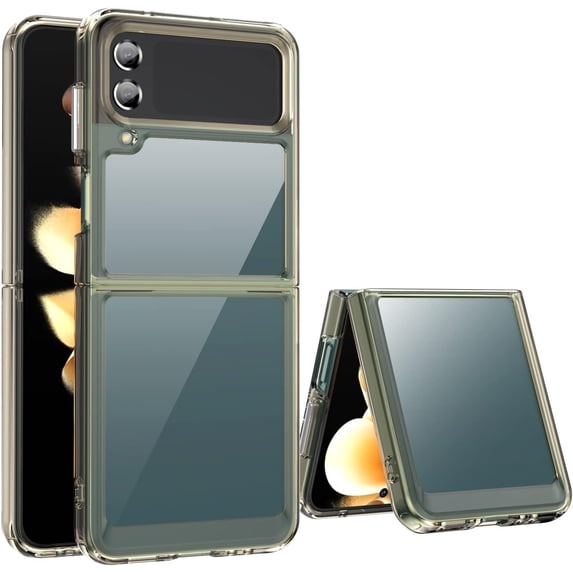 Crystal Clear Case for Samsung Galaxy Z Flip 4 5G 2022,Slim Thin Soft TPU Bumper & Hard PC Back Shockproof Scratch Resistant Protective Phone Case for Samsung Galaxy Z Flip 4 5G (Transparent Gray)