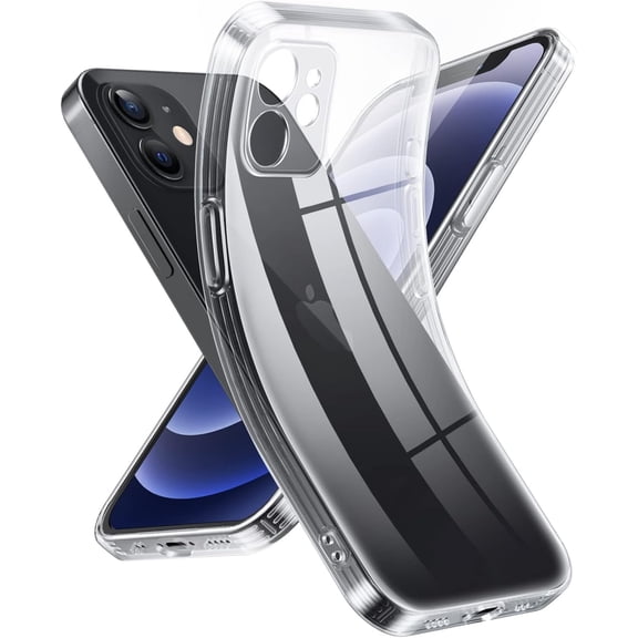 Crystal Clear Case for iPhone 12 Mini, [Not Yellowing] [Camera Protection] [ Grade Drop Tested] Transparent Shockproof Protective Phone Case Soft Silicone Slim Cover, 5.4", Transparent