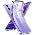 thumbnail image 1 of Crystal Clear Case for iPhone 12, [Not Yellowing] [Camera Protection] [Military Grade Drop Tested] Transparent Shockproof Protective Phone Case Soft Silicone Slim Cover, 6.1 inch, Purple, 1 of 16