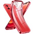 thumbnail image 1 of Crystal Clear Case for iPhone 12, [Not Yellowing] [Camera Protection] [Military Grade Drop Tested] Transparent Shockproof Protective Phone Case Soft Silicone Slim Cover, 6.1 inch, Red, 1 of 16