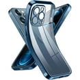 thumbnail image 1 of Crystal Clear Case for iPhone 12 Pro, [Not Yellowing] [Camera Protection] [Military Grade Drop Tested] Transparent Shockproof Protective Phone Case Soft Silicone Slim Cover, 6.1 inch, Blue, 1 of 9