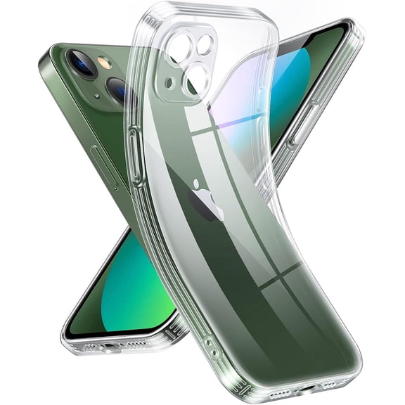 Crystal Clear Case for iPhone 13 Mini, [Not Yellowing] [Camera Protection] [Military Grade Drop Tested] Transparent Shockproof Protective Phone Case Soft Silicone Slim Cover, 5.4", Transparent