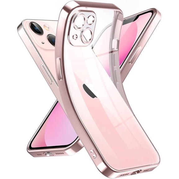 Crystal Clear Case for iPhone 13 Mini, [Not Yellowing] [Camera Protection] [Military Grade Drop Tested] Transparent Shockproof Protective Phone Case Soft Silicone Slim Cover, 5.4", Pink