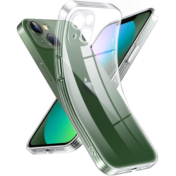 Crystal Clear Case for iPhone 13, [Not Yellowing] [Camera Protection] [Military Grade Drop Tested] Transparent Shockproof Protective Phone Case Soft Silicone Slim Cover, 6.1 inch, Transparent