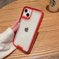 thumbnail image 1 of Crystal Clear Case for iPhone 13, [Not Yellowing][Military Grade Drop Tested] Transparent Shockproof Protective Phone Case Hard PC + Soft Silicone Slim Cover For iPhone 13,Red, 1 of 9