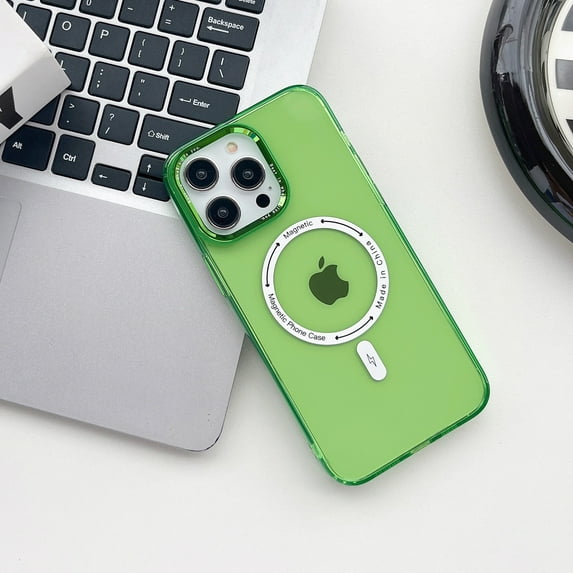 Crystal Clear Case for iPhone 13 Pro, Magnetic Cover Compatible with MagSafe Wireless Charging, Hybrid Rugged PC + TPU Dustproof Shockproof Lens Protection Case for iPhone 13 Pro,Green