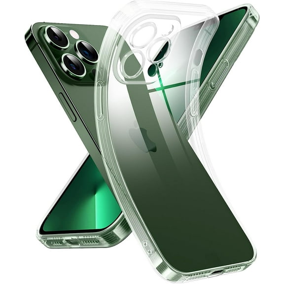 Crystal Clear Case for iPhone 13 Pro Max, [Not Yellowing] [Military Grade Drop Tested] Shockproof Protective Phone Case Soft Silicone Slim Cover with Camera Protection, 6.7 inch, Transparent